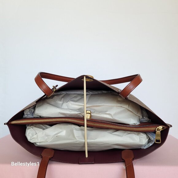 COACH Willow Large Tote In Signature Canvas with Interior Zip Pocket- Tan Rust⭐ - Picture 10 of 16